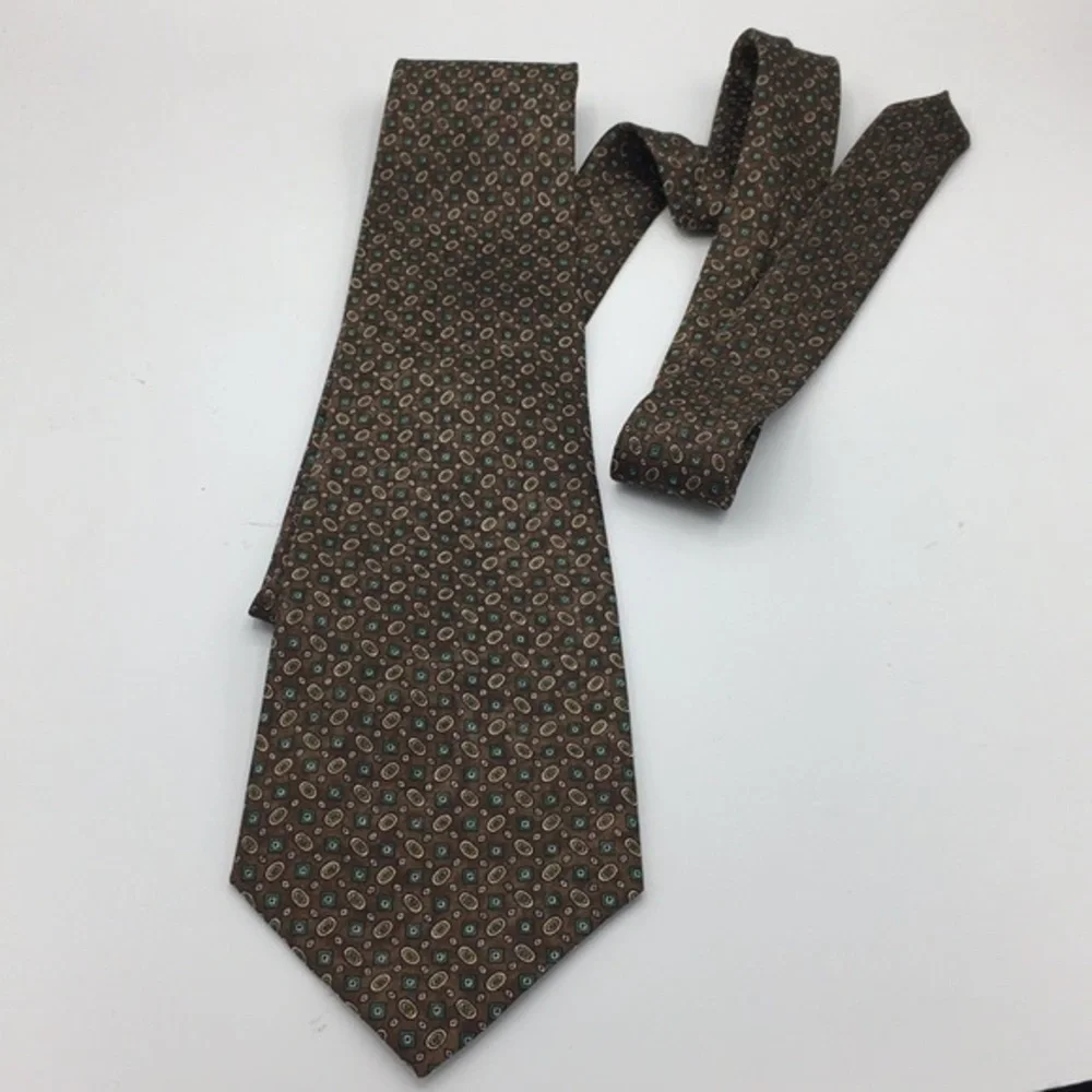 ISADOR brown pattern silk tie